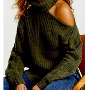 Jonathan Simkhai Aubrey Wool
Blend Thick Knit Off the Shoulder
Sweater
